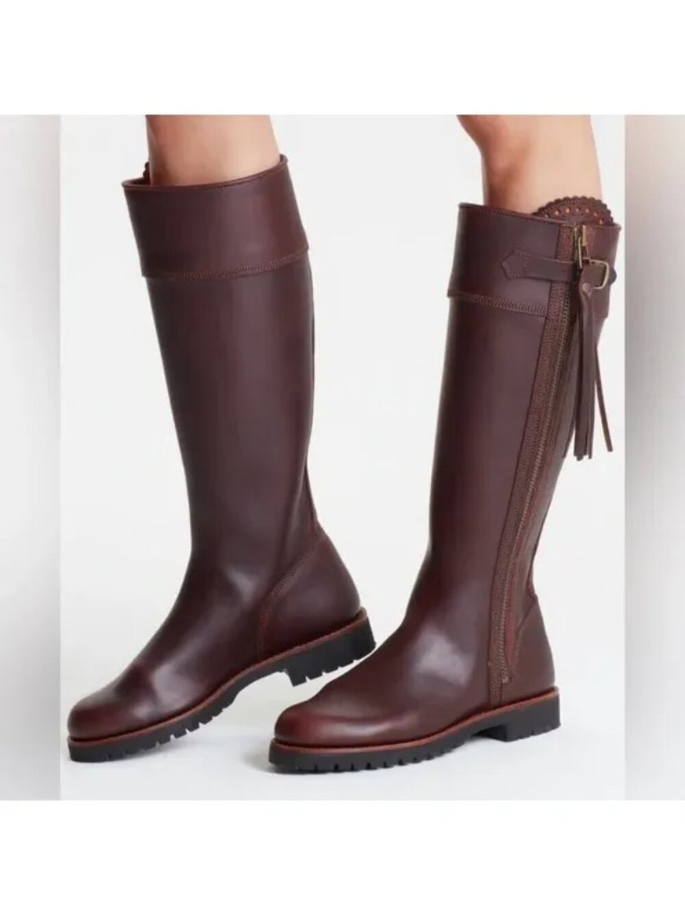 NEW Penelope Chilvers Tassel Boots Womens 9.5 Tall Brown Knee High Riding